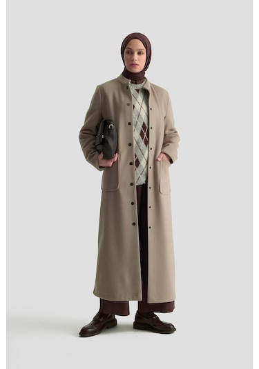 Armine Hakim Yaka Kaşe Kap 25kd1124 Camel Camel