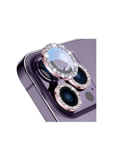 Buff Iphone Uyumlu 14 Pro / 14 Pro Max Uyumlu Diamond Lens Koruyucu Rose Gold