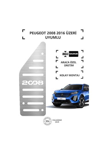 Peugeot 2008 2014 Üzeri Ayak Dinlendirme Pedalı Krom Ayak Dayama Pedalı
