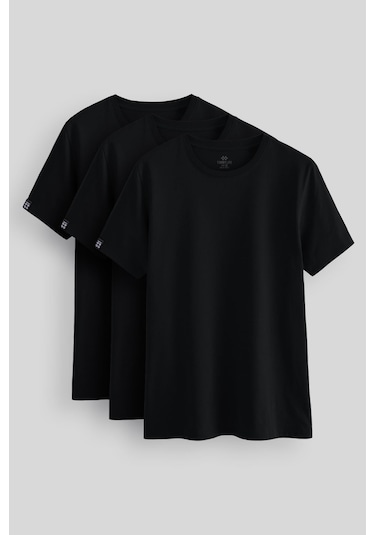 Tommylife Standart Fit Basic O Yaka 3lü Paket Siyah Erkek T-shirt 87911 SIYAH