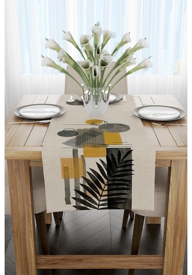 Sarı Krem Bohem Modern Desenli Dijital Baskılı Runner Cgh936-Rn