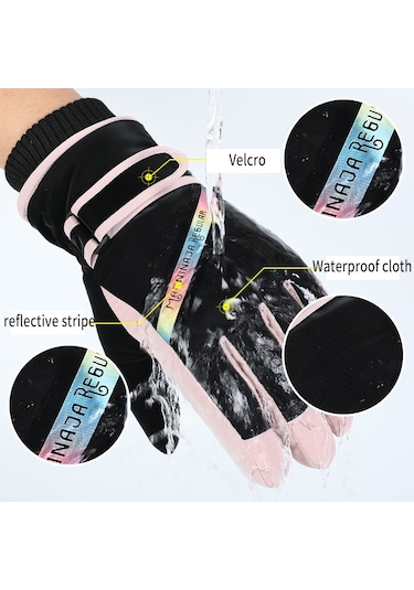 Kayak Eldivenleri Artı Kadife Sıcaklık Açık Binicilik Eldivenleri Siyah Black Siyah