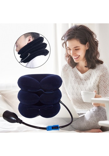 Youtek Evde Kullanan Trikatlı Lastikli Boyun Traksiyonu Cihazı - Kolay Şişirilebilir, Kasları Rafetlendirir, Kahverengi