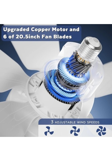 Boatshop1 Fıbrave Akıllı Led Tavan Fanı Çok Renkli 40w 52.07cm 3 Ayarlı Mod Uzaktan Kumanda Sessiz Çalışma E27 Taban Beyaz Yeşil Işık Göstergesi