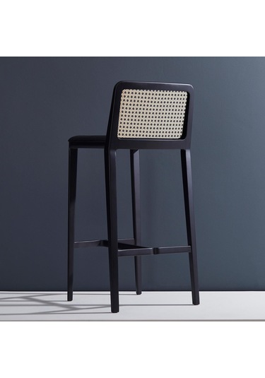 Martha Hazeranlı Ahşap Bar Sandalyesi Siyah