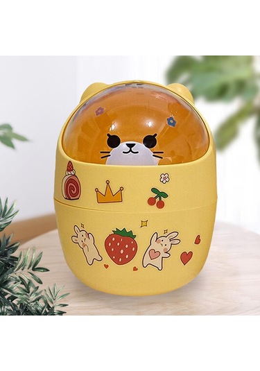 Suntek Mini Çöp Kutusu Ev Kalemlik Sepeti Minik Konteyner Sarı Ayı Sarı