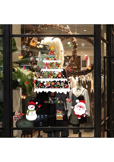 Noel Dekorasyon Çıkartmaları Sahne Düzeni Pencere Statik Çıkartmalar 60x90cm