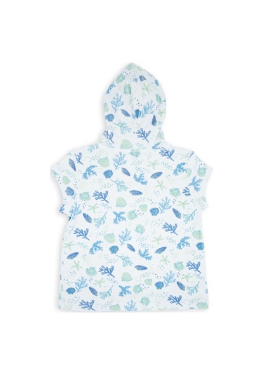 ORGANİK HAVLU KUMAŞ KAPÜŞONLU KOLSUZ KIZ ÇOCUK TSHİRT Ekru