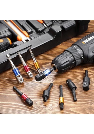 Ximistore9 9 Parça Çok Amaçlı Matkap Ucu Adaptör Seti - 360 Derece Dönebilir, Krom Vanadyum Çelik