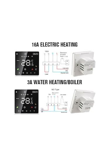 Yaozixa K6h16a Elektrikli Isıtıcı Termostati: Dokunmatik Led Ekran, Zamanlı Programlama, Çocuk Kilidi, Ip20, Akıllı Ev Kontrolü