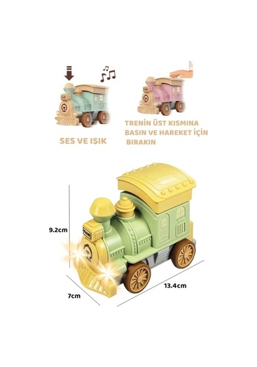 Sesli Ve Işıklı Bas Bırak Oyuncak Tren Hareketli Eğitici Lokomotif 2+ Yaş