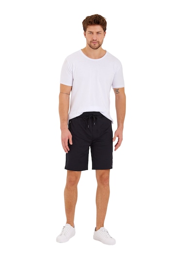 Adams Erkek Reflektör Logo Regular Fit Cepli Spor Şort Siyah