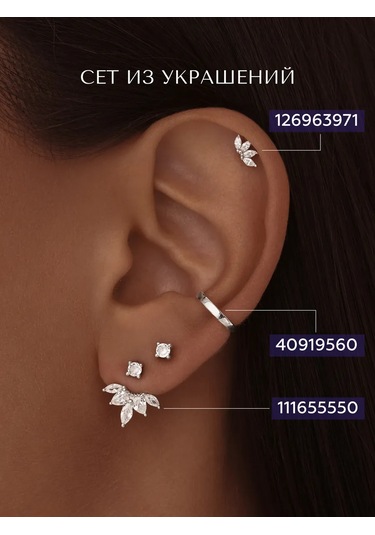 Miestilo 925 Ayar Gümüş Kulak Kıkırdağı Pirsingi 126963971 Beyaz