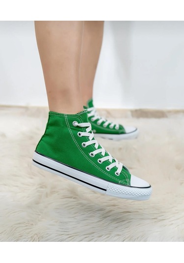 Bağcıklı Unisex Uzun Keten Ayakkabı-yeşil-121 Yeşil