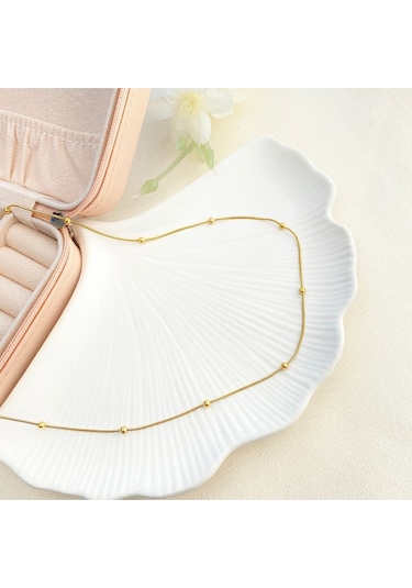 Kolye Dorika Topcuklu Model 316l Paslanmaz Çelik Gold 45+5cm Altın