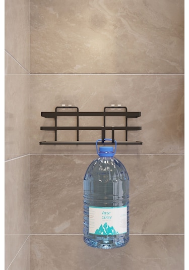 Suntel Yapışkanlı Ve Kancalı 2 Adet Banyo Rafı, Yapışkanlı Banyo Düzenleyici, Vidalama Yok Siyah