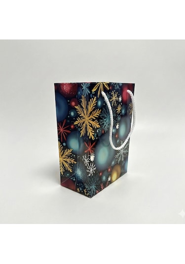 Eczane Hediyelik & Alışveriş Karton Çanta Körüklü Mutlu Yıllar 14 x 20 x 8 CM10 Adet