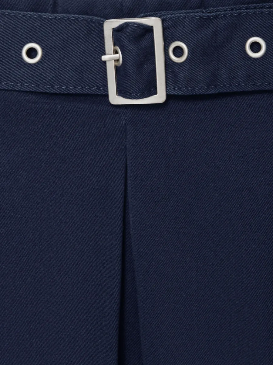 Sela Okul İçin Kemerli Fırfırlı Kısa Tweed Etek. 432694471 Mavi