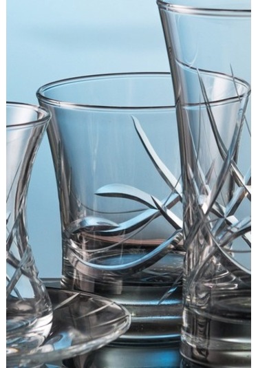 Kcd Melodi Kesme El Dekor Yaldızlı 6 Adet Desenli Su Bardağı Takımı