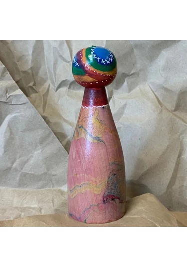 Uretti - Şebnem 6913 - El Yapımı Ahşap Üzeri Ebruli Desenli 2'li Kadın Figür Biblo 2 Adet