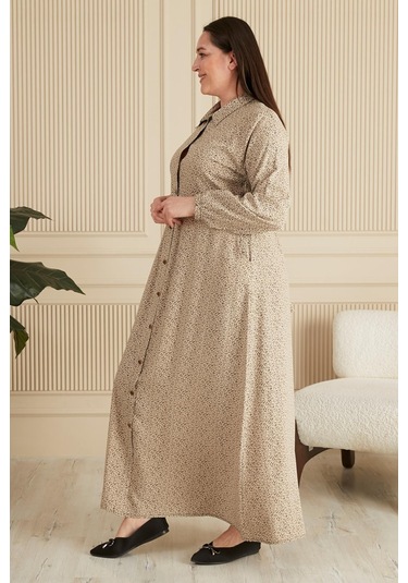 Kadin Buyuk Beden Çıtır Desen Yazlik Tesettur Elbise 001