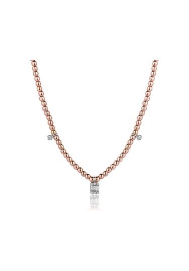 Reis T1517 Baget Kolye Top Top Pembe Altın