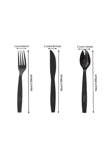 Siyah Plastik Bıçak - Parti Davet Piknik Yemek Bıçağı - 18 Cm. - 100'lü 5 Paket Siyah