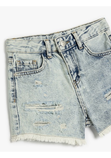 Koton Pamuklu Basic Denim Şort Lıght Indıgo 5skg40036ad Açık Mavi