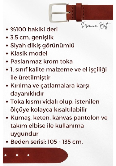 Siyah Hakiki Deri Desenli 3.5 Cm.lik Klasik Kemer - 200-61 001