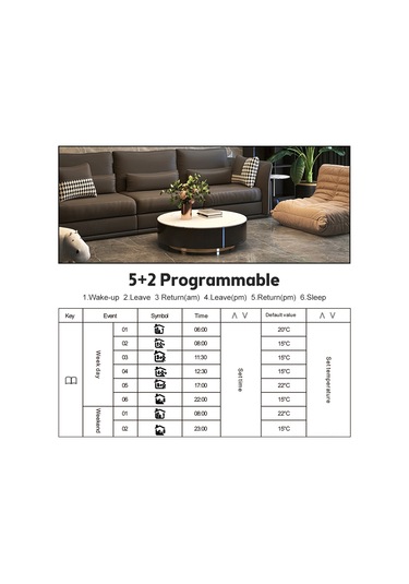 Tenfowee Beyaz 3a Su Isıtma İçin 5+2 Zaman Programlanabilir Led Ekranlı Akıllı Termostat, Akıllı Sıcaklık Kontrolü Anahtarı