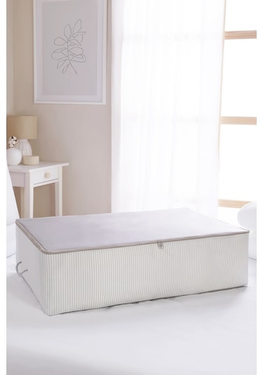 Ocean Home Textile Mega Boy Gri Çizgili Stuff & Things Baza Altı Hurç 74 x 46 x 22 cm