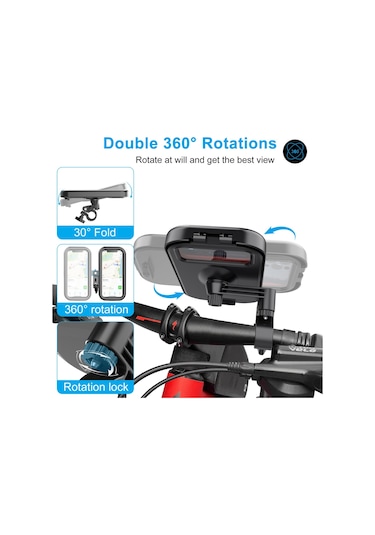 Hl-159 Su Geçirmez Motosiklet Dikiz Aynası 47-68 Inç Telefonlar Için Telefon Montaj Tutacağı Rotasyonu - Tamamı Siyah