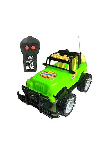 Çocuk Safari Arazi Aracı Uzaktan Kumandalı Yarım Fonksiyon Ileri Geri Oyuncak Jeep Jip Araba - Yeşil
