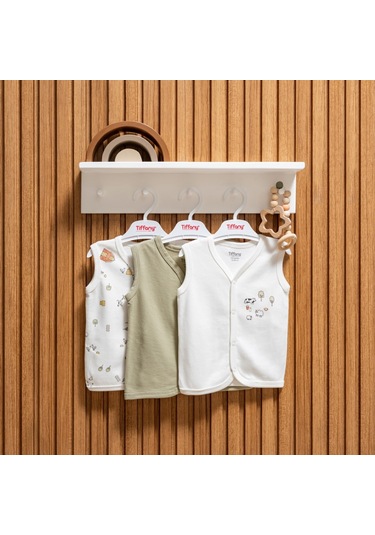 Tiffany Baby Farm Village Theme 3'lü Yelek 51005 Ekru