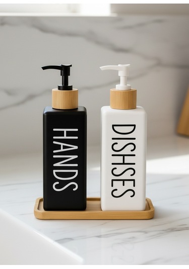 Kapris Dmr-8889 2li Bambu Tabaklı Kare Cam Sabunluk Renkli