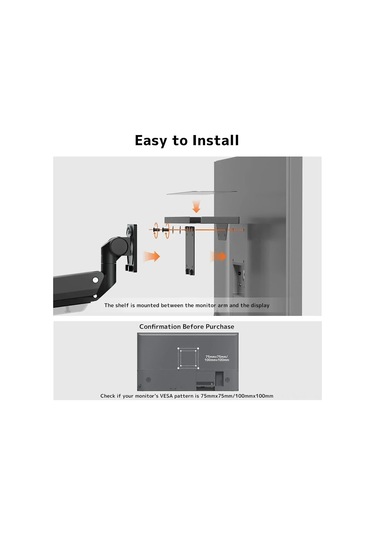Moveevo Vesa Uyumlu Metal Cpu Hoparlör Kulaklık Depolama Rafları - Monitör Arka Montajlı Organize Rahatlık Siyah