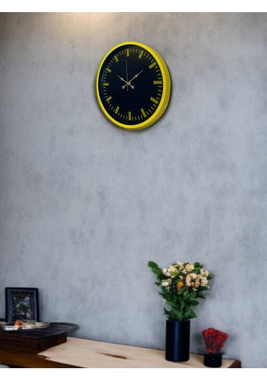 36 Cm Sarı Dekoratif Duvar Saati Renkli 91546540