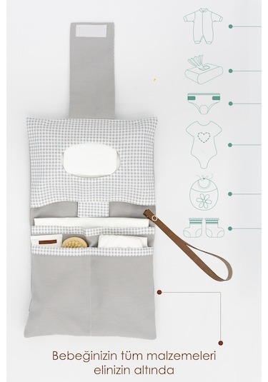 Bebek Alt Açma Bakım Çantası, Bebek Organizeri,junior Serisi,gri Gri