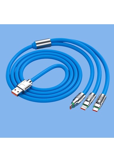 Zmc Bilişim Kutulu 3 Şarj Aleti 1 Arada Çinko Alaşım Hızlı Şarj Kablosu Mavi 3 İn 1