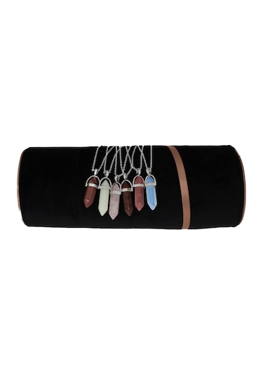 Taru.pasaj Çivi Model Doğal Taş Ametist Kolye Mor