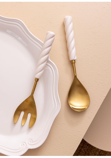 The Mia Column Salata Servis Takımı 2 Parça Gold