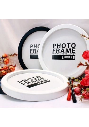 Sones Duvara Monte Yuvarlak Fotoğraf Çerçevesi Asılı Yaratıcı Hediyeler Ev Dekorasyonu Ahşap Tabanlı Fotoğraf Çerçevesi Tutucu, Boyut: 10 İnç Siyah