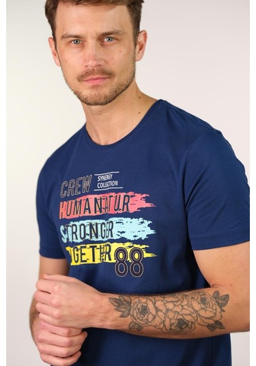 Arma Erkek Büyük Beden Bisiklet Yaka Tişört Y22374868101 İndigo