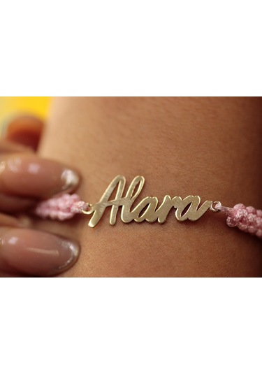 Diamine 14 Ayar Altın İsim Bileklik İp Bileklik Sarı Altın