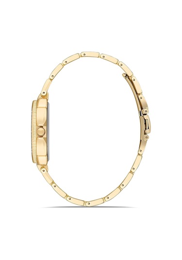 Dekoratif Kadran Taşlı Tasarım Metal Kordon Gold Kadın Kol Saati