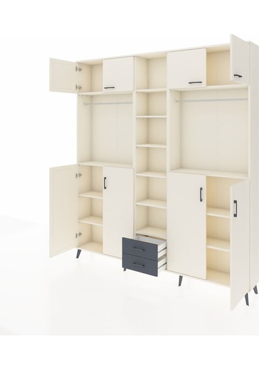 Arges Dolap 14 Raflı 2 Çekmeceli 2 Askılı 220x30x243 Aytaşı-aytaşı/antrasit Aytası/antrasıt