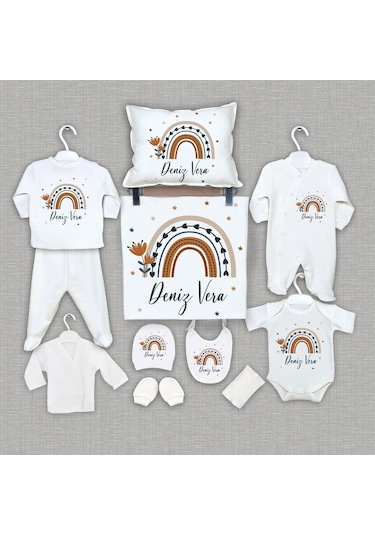 Bebeqon Bbqn1076 İsme Özel 11'li Organik Hastane Çıkışı Çok Renkli