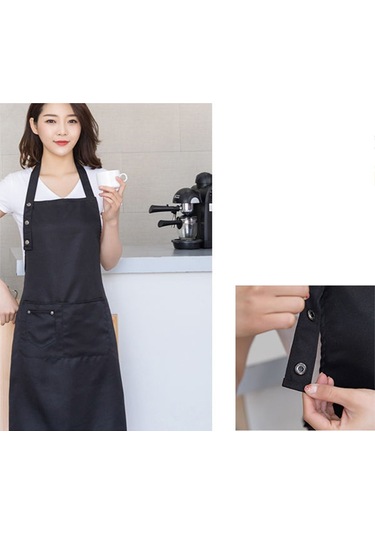 Ön Cepli, Ayarlanabilir, Su Geçirmez Mutfak Önlüğü, Erkek Kadın Şef Barbekü Çizimi Siyah Diğer
