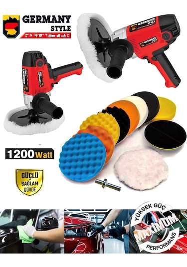 Germany Style 99756VFX 6 Kademe Devir Ayarlı 1200 W Polisaj Makinesi 180 MM