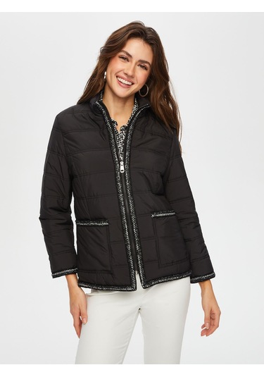 Simli Şerit Detaylı Kapitone Mont 002 Us25kmt00210 Siyah